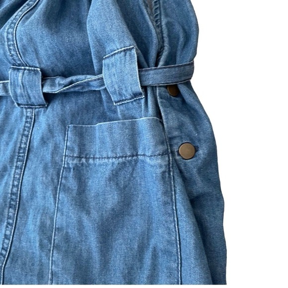 BDG Urban Outfitters Blue Chambray Cuffed Short Pockets Overalls Romper Small - Picture 4 of 7